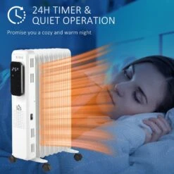 HOMCOM 2180W Oil Filled Radiator, 9 Fin Portable Heater W/ Timer Remote Control White 15 HOMCOM 2180W Oil Filled Radiator, 9 Fin Portable Heater W/ Timer Remote Control White -Tower Store 03b5b666dae5bf09ba92096d7ebc4af2