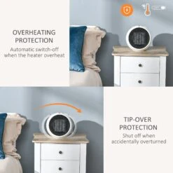 HOMCOM Small Space Heater, Ceramic Heater W/ 3 Heating Mode Adjustable Temperature 14 HOMCOM Small Space Heater, Ceramic Heater W/ 3 Heating Mode Adjustable Temperature -Tower Store 06bfb1c76893a44c9ab471355125f548