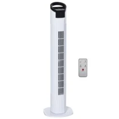 Homcom Freestanding Tower Fan 3 Speed 3 Mode 7.5h Timer 70 Degree Oscillation LED Panel 5M Remote Controller Black And White Fan Mode Timer 70° Oscillation Panel Controller -Tower Store 1 1 02408cf9 0248 46a2 8659 f076567578ba