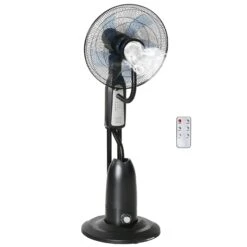 HOMCOM Pedestal Standing Fan With Water Mist Spray 120cm - Black