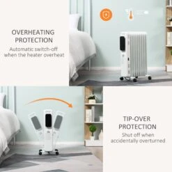 HOMCOM 2180W Oil Filled Radiator, 9 Fin Portable Heater W/ Timer Remote Control White 13 HOMCOM 2180W Oil Filled Radiator, 9 Fin Portable Heater W/ Timer Remote Control White -Tower Store 134a34ade5016caba17625e3c8af2c3b