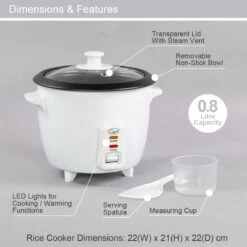 Quest Rice Cooker 0.8L - White -Tower Store 1503388 3