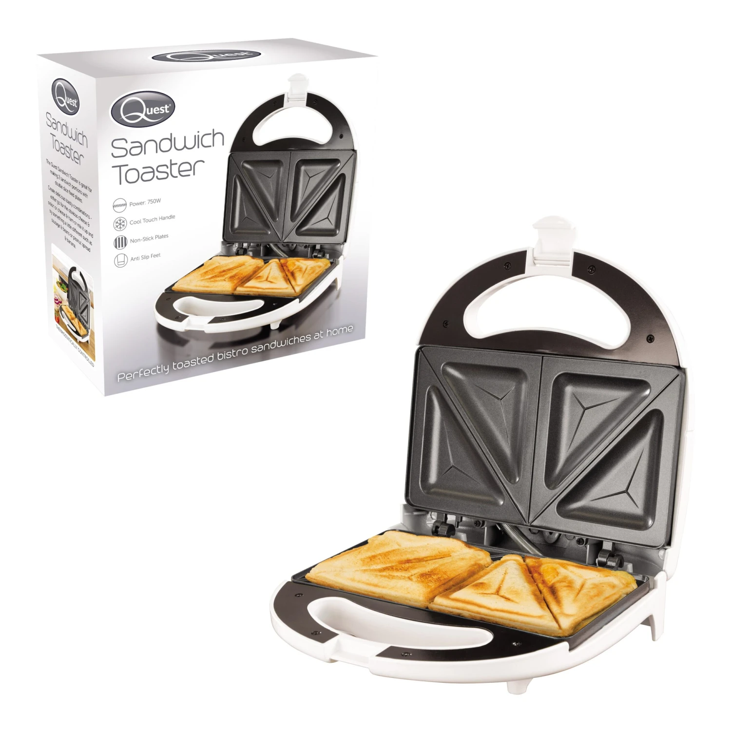 Quest Sandwich Toastie Maker 2 Slice 800W - White 12 Quest Sandwich Toastie Maker 2 Slice 800W - White - Image 12