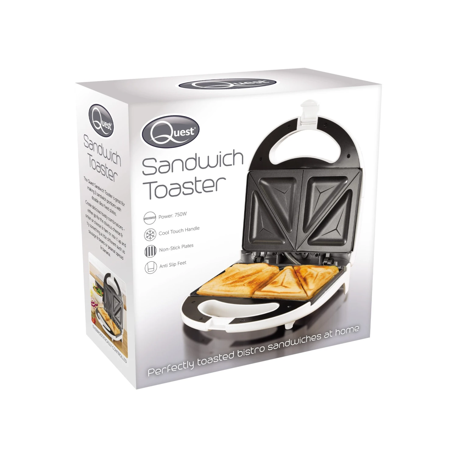 Quest Sandwich Toastie Maker 2 Slice 800W - White 13 Quest Sandwich Toastie Maker 2 Slice 800W - White - Image 13