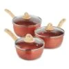 Lewis's Sovereign Stone Copper 3 Piece Sauce Pan Set With Soft Touch Handle