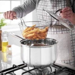 Lewis's Stainless Steel Chip Pan 22cm With 20cm Basket And Lid - Silver -Tower Store 1639571695 76715200