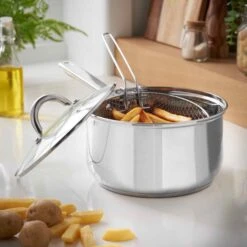 Lewis's Stainless Steel Chip Pan 22cm With 20cm Basket And Lid - Silver -Tower Store 1639571699 20044200