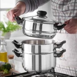 Lewis's Stainless Steel 3 Tier Steamer Pan With Glass - Silver 10 Lewis's Stainless Steel 3 Tier Steamer Pan With Glass - Silver -Tower Store 1639571753 98290700