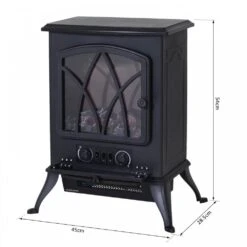 HOMCOM 1850W Flame Effect Electric Free Standing Fireplace W/Fan And Log Burning Stove Heater-Black -Tower Store 1645284730 76181900