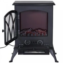 HOMCOM 1850W Flame Effect Electric Free Standing Fireplace W/Fan And Log Burning Stove Heater-Black -Tower Store 1645284740 34057000