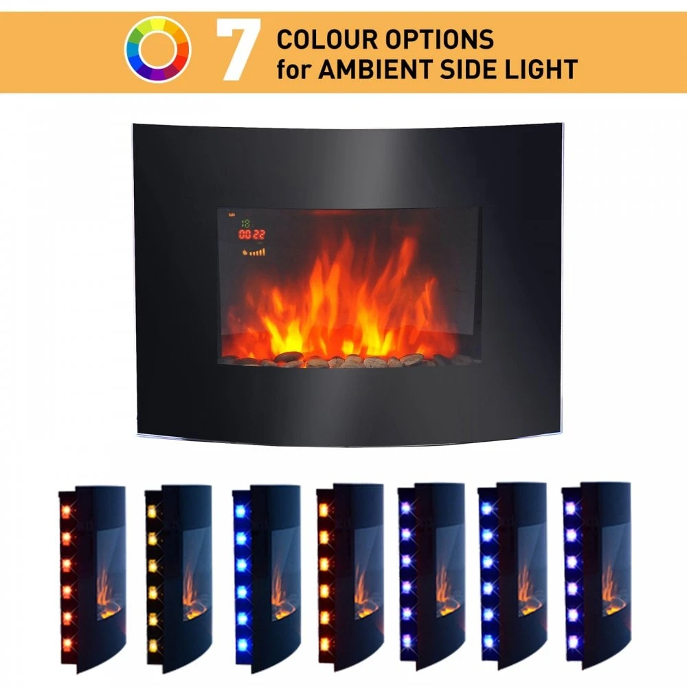 HOMCOM Electric Wall Mounted Fire Place Slimline Plasma Fan Heater Backlit 900/1800W 4 HOMCOM Electric Wall Mounted Fire Place Slimline Plasma Fan Heater Backlit 900/1800W - Image 4