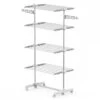 HOMCOM 4 Layers Folding Cloth Hanger Stand Rail Adjustable Garment Rack W/Wheels-White/Silver