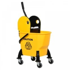 26L Commercial Plastic Mop Bucket & Water Wringer Yellow