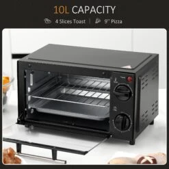 HOMCOM Convection Mini Oven 9L, Countertop Electric Grill, Toaster Oven With Adjustable Temperature, Timer, Baking Tray And Wire Rack, 750W Grill Temp -Tower Store 1645288336 49238800 b1de4290 7551 4063 a3b9 d27521c82ed1
