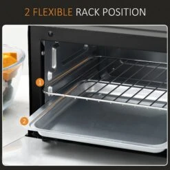 HOMCOM Convection Mini Oven 9L, Countertop Electric Grill, Toaster Oven With Adjustable Temperature, Timer, Baking Tray And Wire Rack, 750W Grill Temp -Tower Store 1645288340 39115200 1ad5b0d8 85ec 4041 8ca4 63f52ec323be