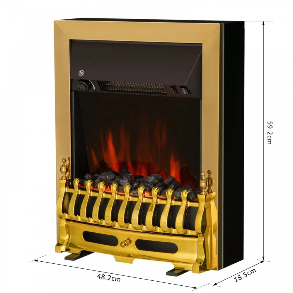 HOMCOM LED Flame Electric Fire Place 2000W Coal Burning Effect Heat-Golden 3 HOMCOM LED Flame Electric Fire Place 2000W Coal Burning Effect Heat-Golden - Image 3