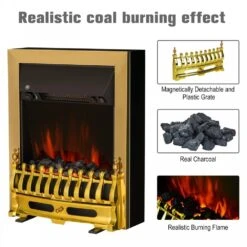 HOMCOM LED Flame Electric Fire Place 2000W Coal Burning Effect Heat-Golden 13 HOMCOM LED Flame Electric Fire Place 2000W Coal Burning Effect Heat-Golden -Tower Store 1645289615 96173300