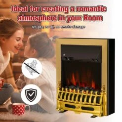 HOMCOM LED Flame Electric Fire Place 2000W Coal Burning Effect Heat-Golden 14 HOMCOM LED Flame Electric Fire Place 2000W Coal Burning Effect Heat-Golden -Tower Store 1645289617 84150300