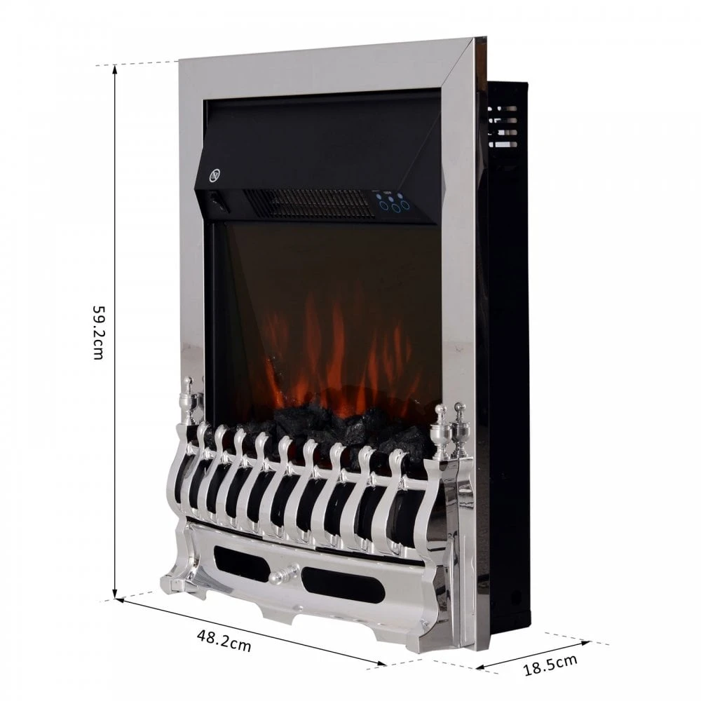 HOMCOM LED Flame Electric Fire Place - Silver 3 HOMCOM LED Flame Electric Fire Place - Silver - Image 3