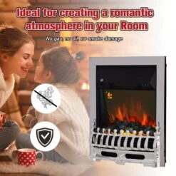 HOMCOM LED Flame Electric Fire Place - Silver 14 HOMCOM LED Flame Electric Fire Place - Silver -Tower Store 1645289634 91098100