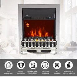 HOMCOM LED Flame Electric Fire Place - Silver 15 HOMCOM LED Flame Electric Fire Place - Silver -Tower Store 1645289636 87697500