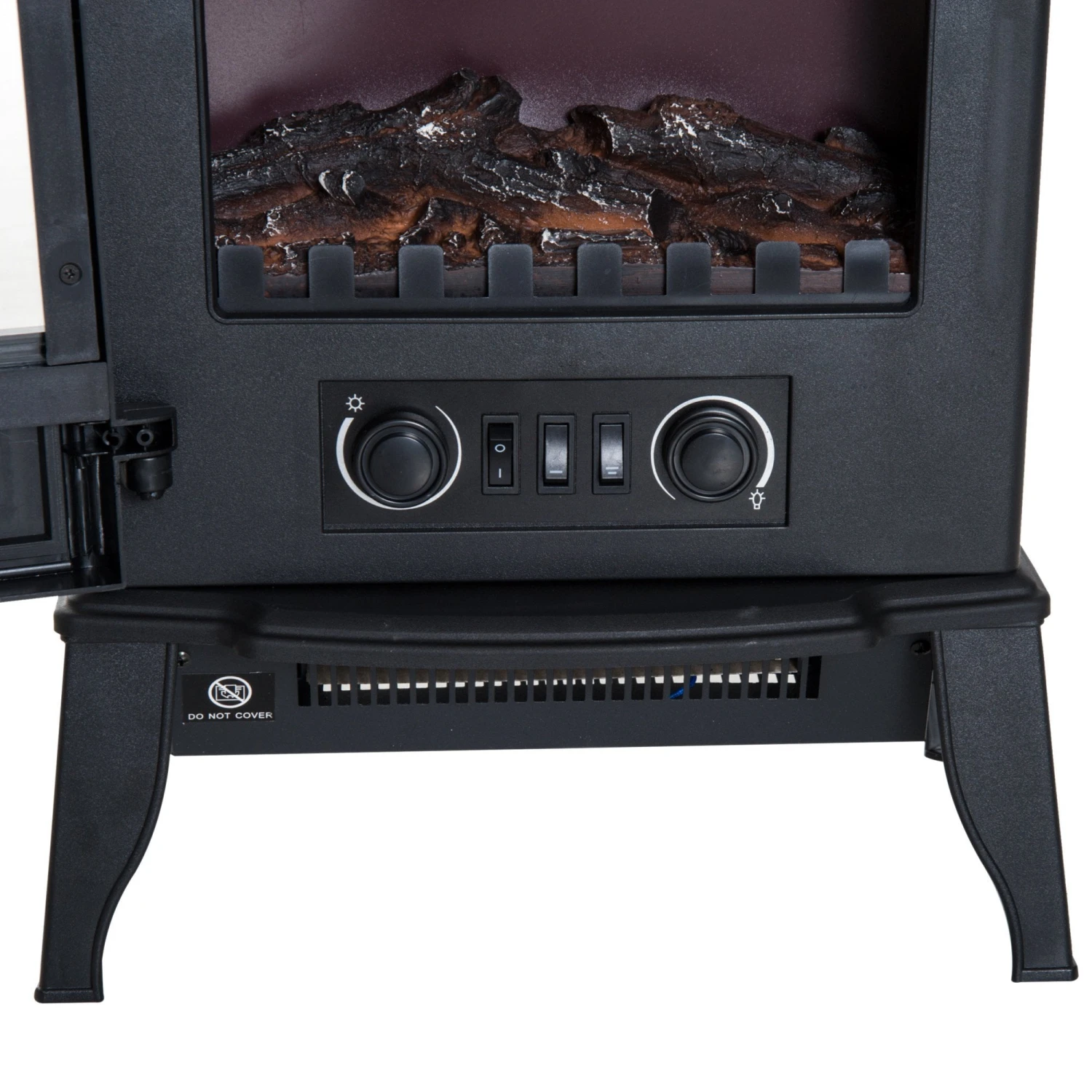 HOMCOM Electric Fireplace Heater Freestanding Stove With LED Flame Effect 1000W/2000W-Black 8 HOMCOM Electric Fireplace Heater Freestanding Stove With LED Flame Effect 1000W/2000W-Black - Image 8