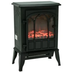 HOMCOM Electric Fireplace Heater Freestanding Stove With LED Flame Effect 1000W/2000W-Black