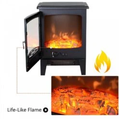 HOMCOM Electric Heater Freestanding Fireplace Artificial Flame Effect W/ Safety Thermostat 950w/1850W Tempered Glass Casing -Tower Store 1645290055 84748900 fb300dea 3728 42d2 a7e6 1cf42fc245bc