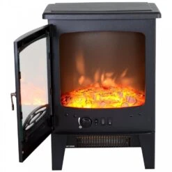 HOMCOM Electric Heater Freestanding Fireplace Artificial Flame Effect W/ Safety Thermostat 950w/1850W Tempered Glass Casing -Tower Store 1645290060 57625100 68d9ed76 3284 4109 9591 d976930961eb