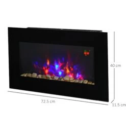 HOMCOM 1000W Wall Mounted Tempered Glass Electric Fireplace Heater Black 12 HOMCOM 1000W Wall Mounted Tempered Glass Electric Fireplace Heater Black -Tower Store 1645290071 73058200