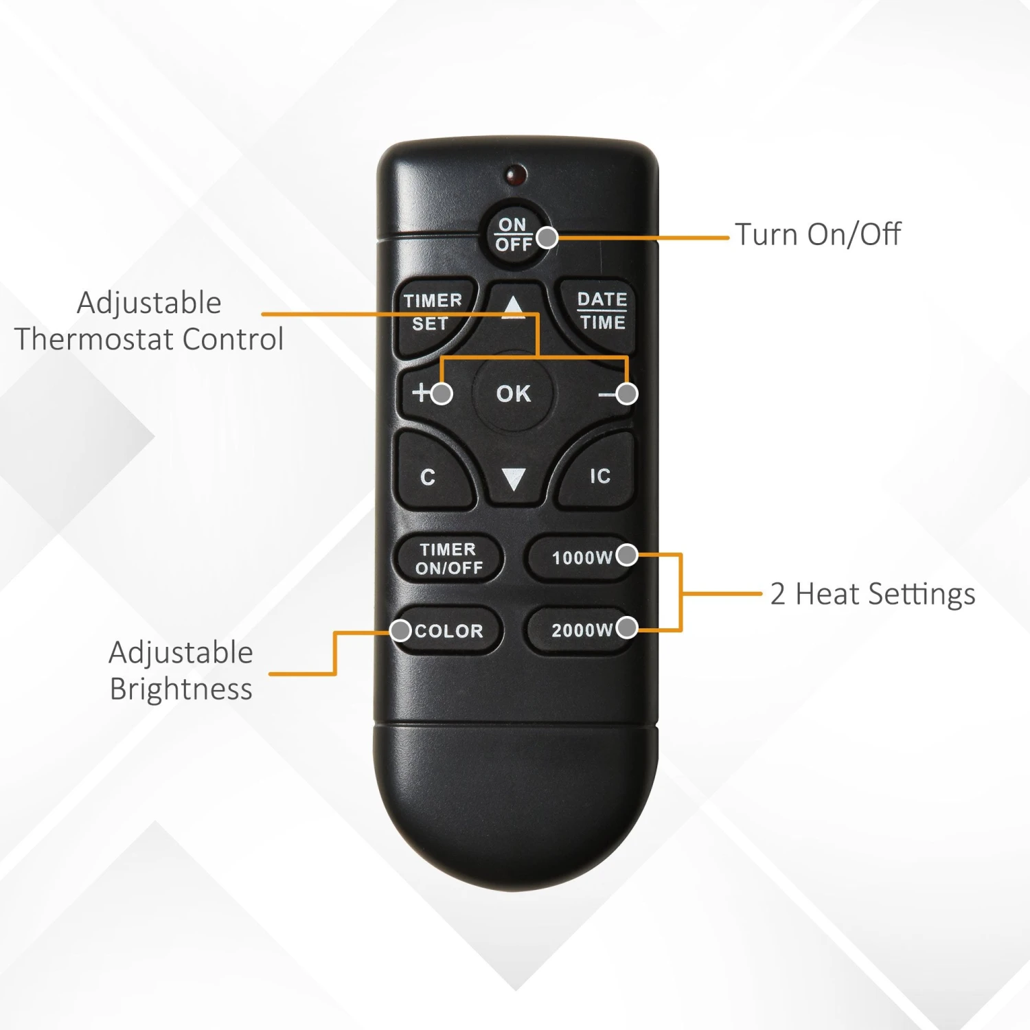 HOMCOM 1000W Wall Mounted Tempered Glass Electric Fireplace Heater Black 6 HOMCOM 1000W Wall Mounted Tempered Glass Electric Fireplace Heater Black - Image 6