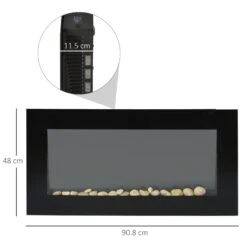 HOMCOM 2000W Wall Mounted Tempered Large LED Flat Glass Electric Fireplace Heater Black 11 HOMCOM 2000W Wall Mounted Tempered Large LED Flat Glass Electric Fireplace Heater Black -Tower Store 1645290169 68896600