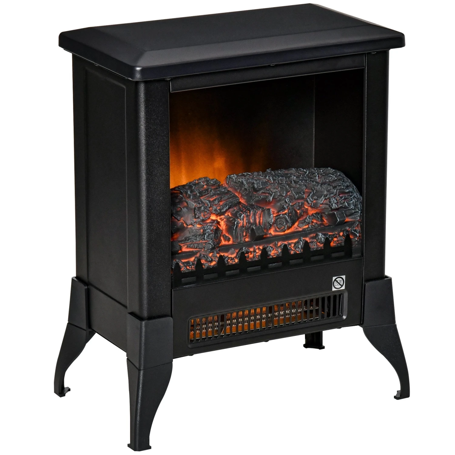 HOMCOM Electric Fireplace Stove, Free Standing Fireplace Heater With Realistic Flame Effect, Adjustable Temperature And Overheat Protection, Black W/ 1 HOMCOM Electric Fireplace Stove, Free Standing Fireplace Heater With Realistic Flame Effect, Adjustable Temperature And Overheat Protection, Black W/