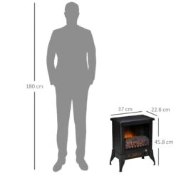 HOMCOM Electric Fireplace Stove, Free Standing Fireplace Heater With Realistic Flame Effect, Adjustable Temperature And Overheat Protection, Black W/ 12 HOMCOM Electric Fireplace Stove, Free Standing Fireplace Heater With Realistic Flame Effect, Adjustable Temperature And Overheat Protection, Black W/ -Tower Store 1645290202 16362900 de3ef75f 0d9a 43fe 8a4c ba7028e0e1d5
