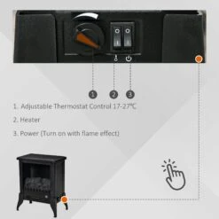 HOMCOM Electric Fireplace Stove, Free Standing Fireplace Heater With Realistic Flame Effect, Adjustable Temperature And Overheat Protection, Black W/ 14 HOMCOM Electric Fireplace Stove, Free Standing Fireplace Heater With Realistic Flame Effect, Adjustable Temperature And Overheat Protection, Black W/ -Tower Store 1645290209 86167400 fe83df5b 1650 4f42 8f92 5ff4f37f327e