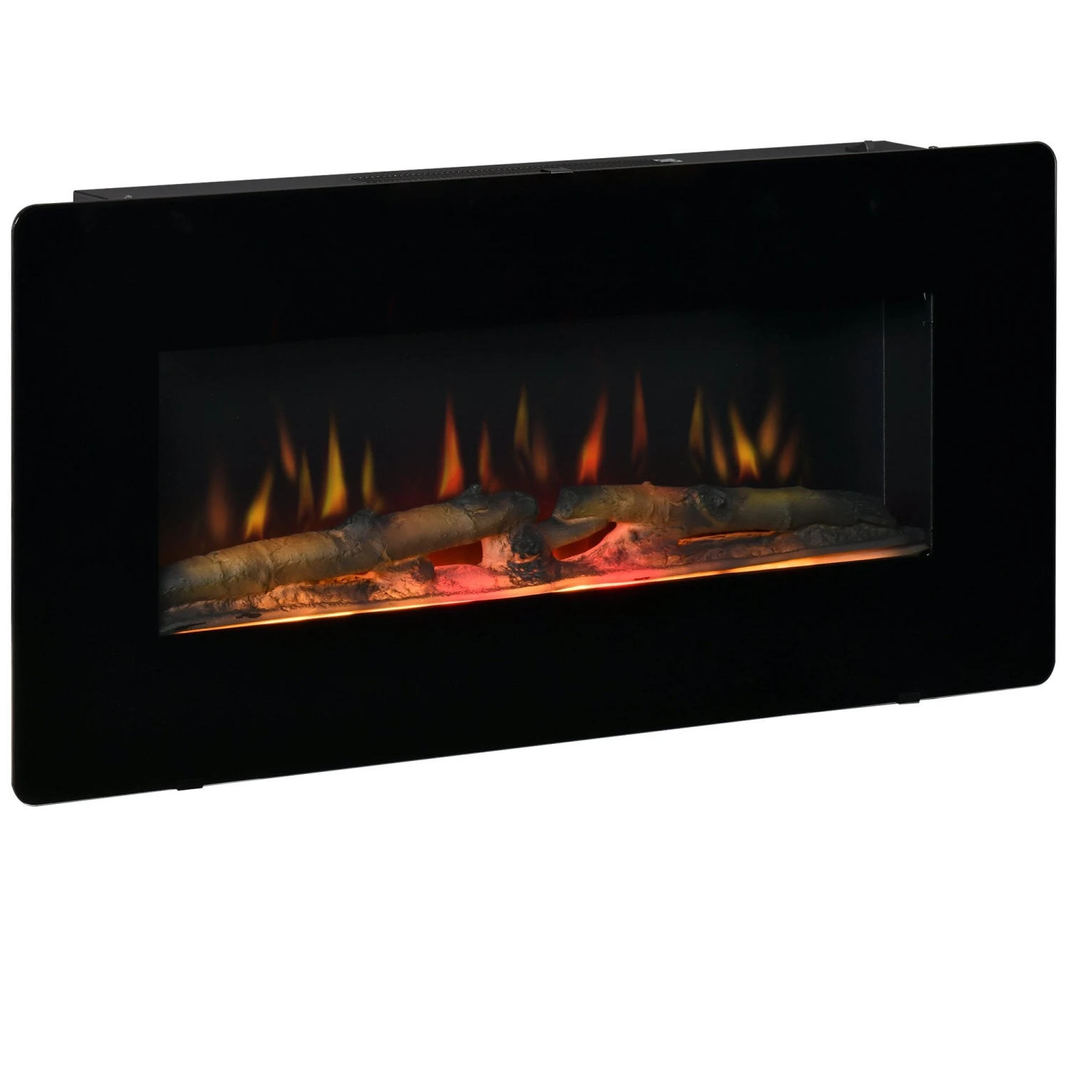 HOMCOM Electric Wall-Mounted Fireplace Heater With Adjustable Flame Effect, Remote Control, Timer, 1800/2000W, Black Wall-Mount W/ Effect Control 1 HOMCOM Electric Wall-Mounted Fireplace Heater With Adjustable Flame Effect, Remote Control, Timer, 1800/2000W, Black Wall-Mount W/ Effect Control