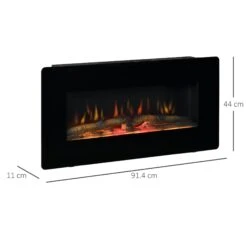 HOMCOM Electric Wall-Mounted Fireplace Heater With Adjustable Flame Effect, Remote Control, Timer, 1800/2000W, Black Wall-Mount W/ Effect Control 12 HOMCOM Electric Wall-Mounted Fireplace Heater With Adjustable Flame Effect, Remote Control, Timer, 1800/2000W, Black Wall-Mount W/ Effect Control -Tower Store 1645290316 55666300 3f0e6e0b 854f 4af9 a566 072b7822f0dd
