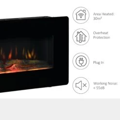 HOMCOM Electric Wall-Mounted Fireplace Heater With Adjustable Flame Effect, Remote Control, Timer, 1800/2000W, Black Wall-Mount W/ Effect Control 15 HOMCOM Electric Wall-Mounted Fireplace Heater With Adjustable Flame Effect, Remote Control, Timer, 1800/2000W, Black Wall-Mount W/ Effect Control -Tower Store 1645290327 24167300 9d349c60 1f14 42d4 a833 e4acc879b4ac