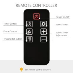 HOMCOM Electric Wall-Mounted Fireplace Heater With Adjustable Flame Effect, Remote Control, Timer, 1800/2000W, Black Wall-Mount W/ Effect Control 16 HOMCOM Electric Wall-Mounted Fireplace Heater With Adjustable Flame Effect, Remote Control, Timer, 1800/2000W, Black Wall-Mount W/ Effect Control -Tower Store 1645290330 70286200 03aeaddf 187d 4ec4 90b3 bd3b37dfc03b