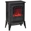HOMCOM Free Standing Electric Fireplace Stove, Fireplace Heater With Realistic Flame Effect, Overheat Safety Protection, 1000W/2000W, Black