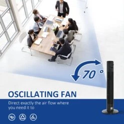 HOMCOM 38'' Freestanding Tower Fan, 3 Speed 3 Mode, 12h Timer, 70 Degree Oscillation, LED Panel, 5M Remote Controller, Dark Grey 16 HOMCOM 38'' Freestanding Tower Fan, 3 Speed 3 Mode, 12h Timer, 70 Degree Oscillation, LED Panel, 5M Remote Controller, Dark Grey -Tower Store 1645290969 02101400 862732c0 d139 4244 bd37 20cb81c5d0f5