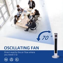 HOMCOM Tower Fan 96cm - White -Tower Store 1645290997 82221100