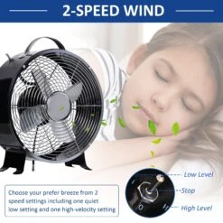 HOMCOM 26CM Electrical Table Desk Fan 2-Speed Portable For Home Office,Black -Tower Store 1645291101 54340200