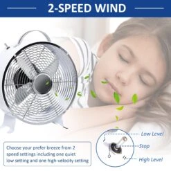 HOMCOM 26CM Electrical Table Desk Fan With 2-Speed Portable Personal Cooling Fan For Home Office Dorm, White Office,White -Tower Store 1645291143 56147200
