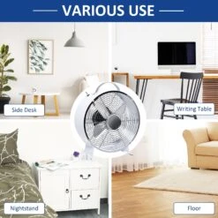 HOMCOM 26CM Electrical Table Desk Fan With 2-Speed Portable Personal Cooling Fan For Home Office Dorm, White Office,White -Tower Store 1645291161 30932600
