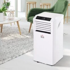 Homcom 10000BTU Portable ABS Air Conditioner W/ Remote Contro LA Energy Efficiency White -Tower Store 1645417638 02339000