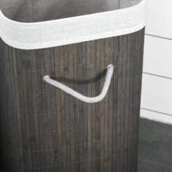Bamboo Laundry Basket With Flip Lid And String Handles, Collapsible Hamper Removable Lining Board Base Foldable Water-Resistant Dirty Clothes Storage, Grey Handles Lining -Tower Store 1645423096 25435200 a584c429 e1c1 4e96 ad9e 78b3de3be56e