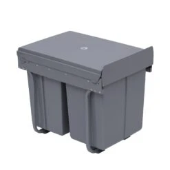 HOMCOM Kitchen Recycle Waste Bin Pull Out Soft Close Dustbin Recycling Cabinet Trash Can 40L - Grey -Tower Store 1645423143 05673700 ff0605dc 75a5 491f bff9 8fd92938302b