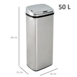 HOMCOM 50L Motion Sensor ABS Rubbish Bin Silver/Black -Tower Store 1645423158 51851300 4f1daa9b bd17 4221 89f5 558f4ff23b90