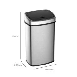 HOMCOM Sensor Dustbin Touchless Trash Can Automatic Garbage Bin Mirror Stainless Steel 48L -Tower Store 1645423173 88842500